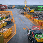 Skip truck on site with projected costs and revenue